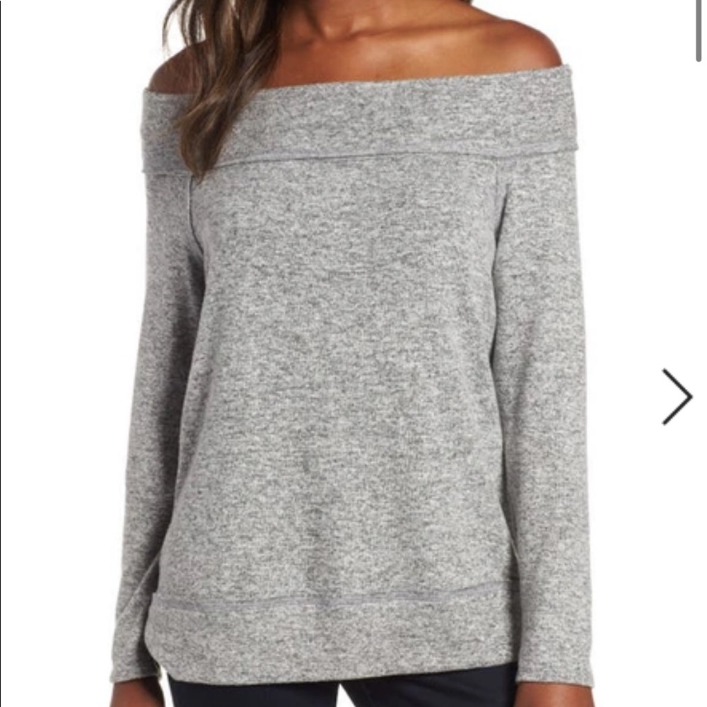 🆕 Gibsonlook Off the Shoulder Fleece Sweater - Heather Grey, Small